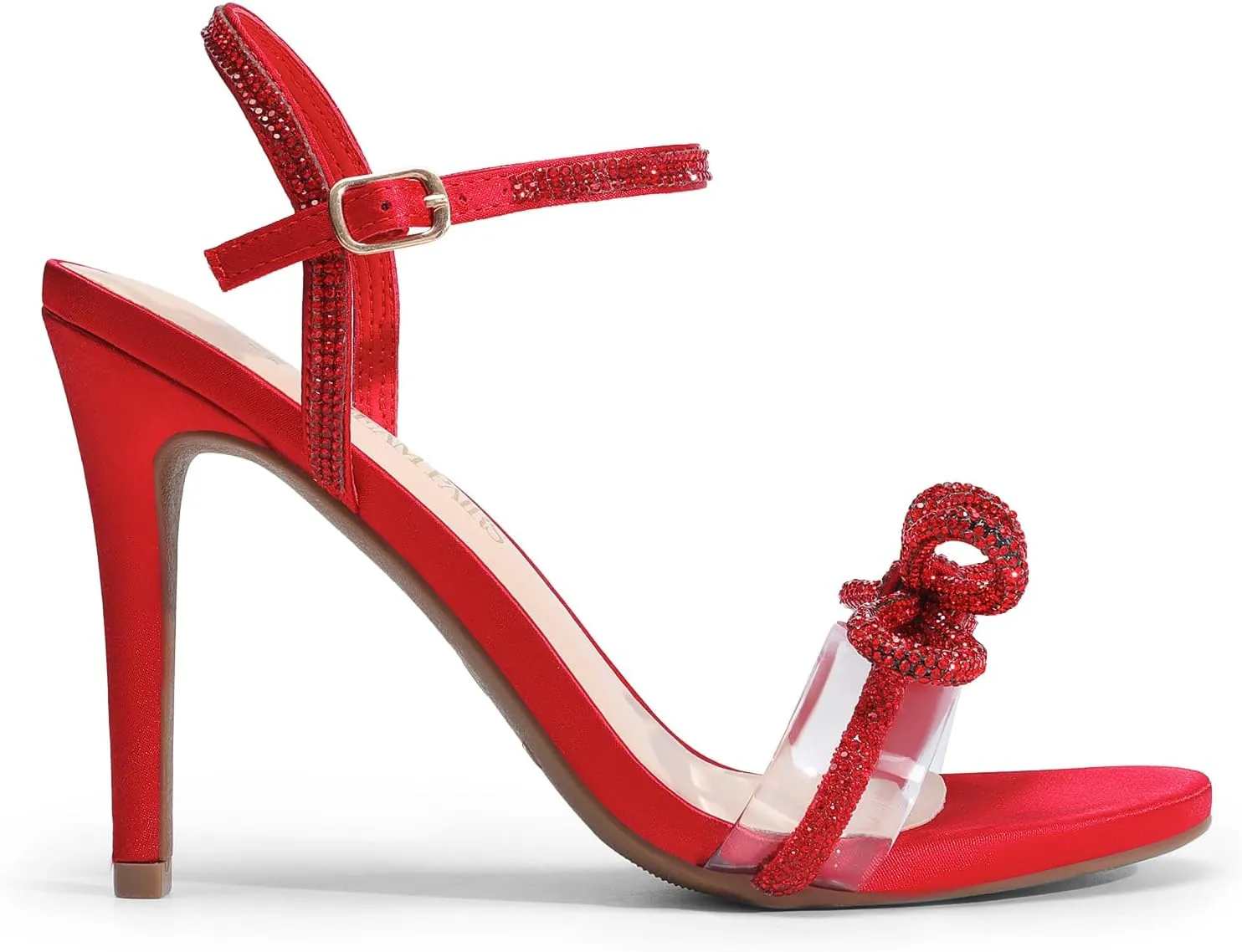 DREAM PAIRS Women's Heels Round Toe Rhinestone Double Bowknots Sparkly Stilettos Heeled Sandals Shoes for Party Evening