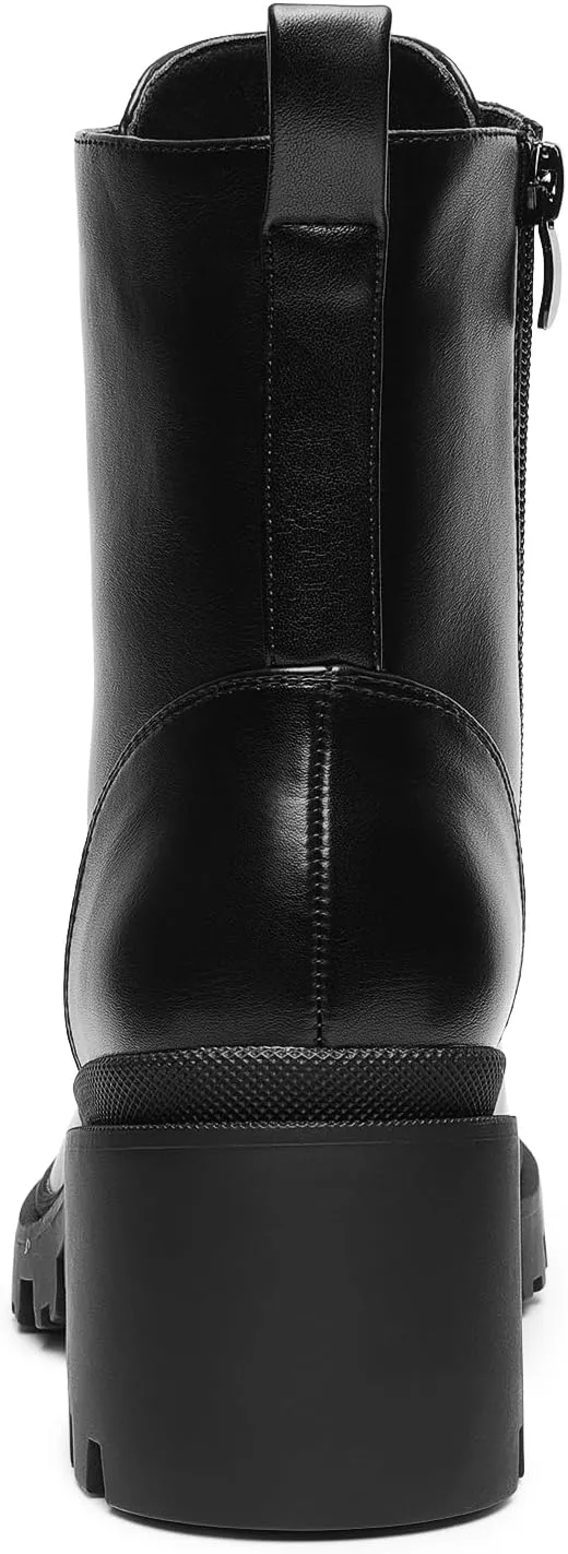 DREAM PAIRS Women's Lace Up Combat Ankle Boots Fashion Low Chunky Heel Lug Sole Fall Heeled Booties Shoes