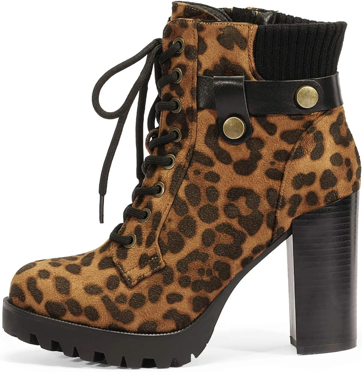 DREAM PAIRS Women's Lace up Combat Ankle Boots High Chunky Heel Fashion Heeled Booties Shoes