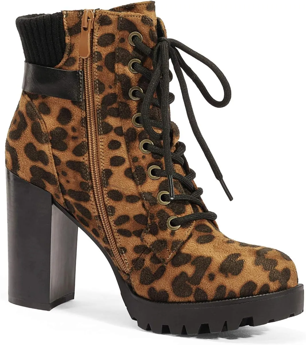 DREAM PAIRS Women's Lace up Combat Ankle Boots High Chunky Heel Fashion Heeled Booties Shoes