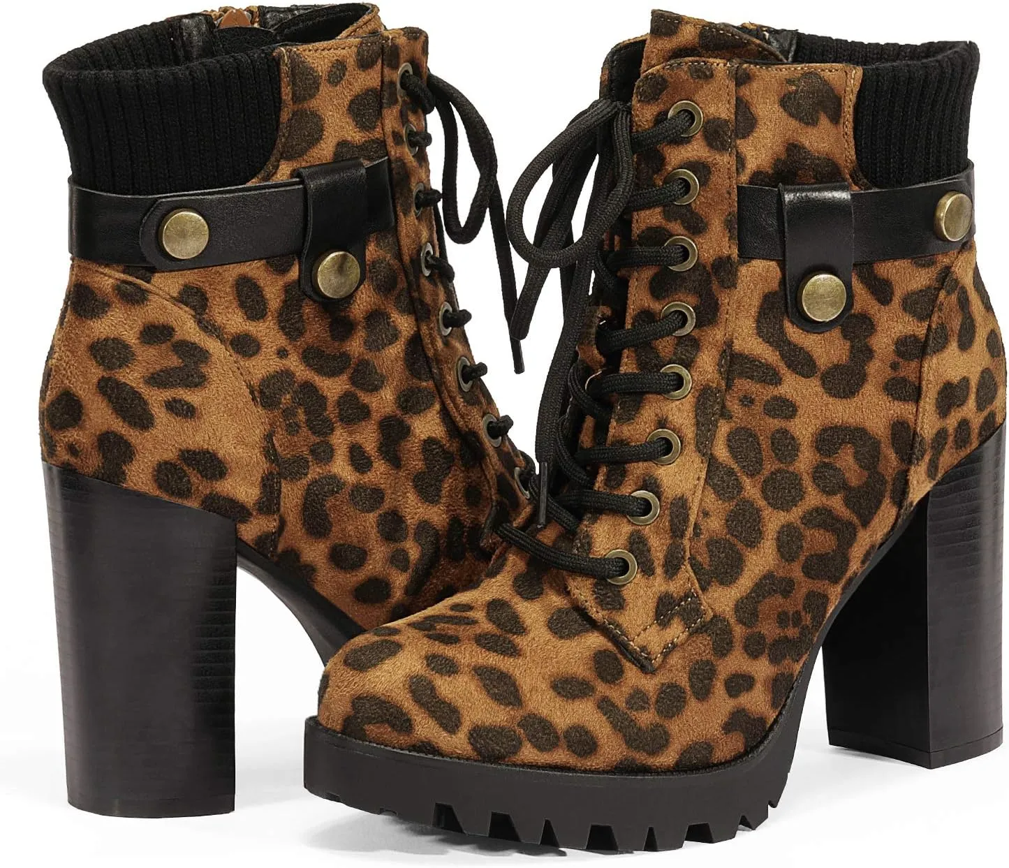 DREAM PAIRS Women's Lace up Combat Ankle Boots High Chunky Heel Fashion Heeled Booties Shoes