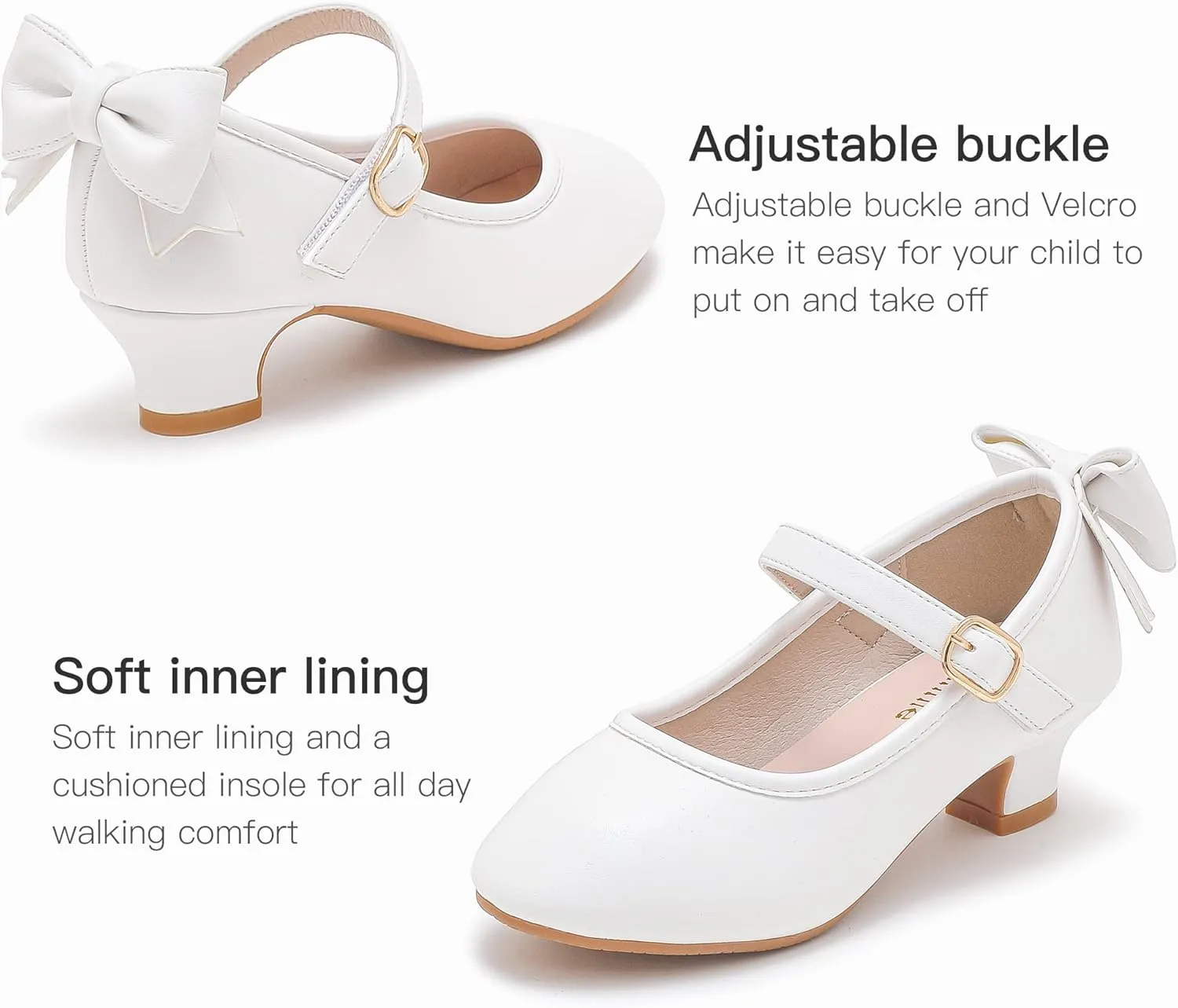 Dufannie Girls Dress Shoes Low Heel Princess Flats Mary Jane Flower Wedding Party Glitter Shoes for Kids Toddler