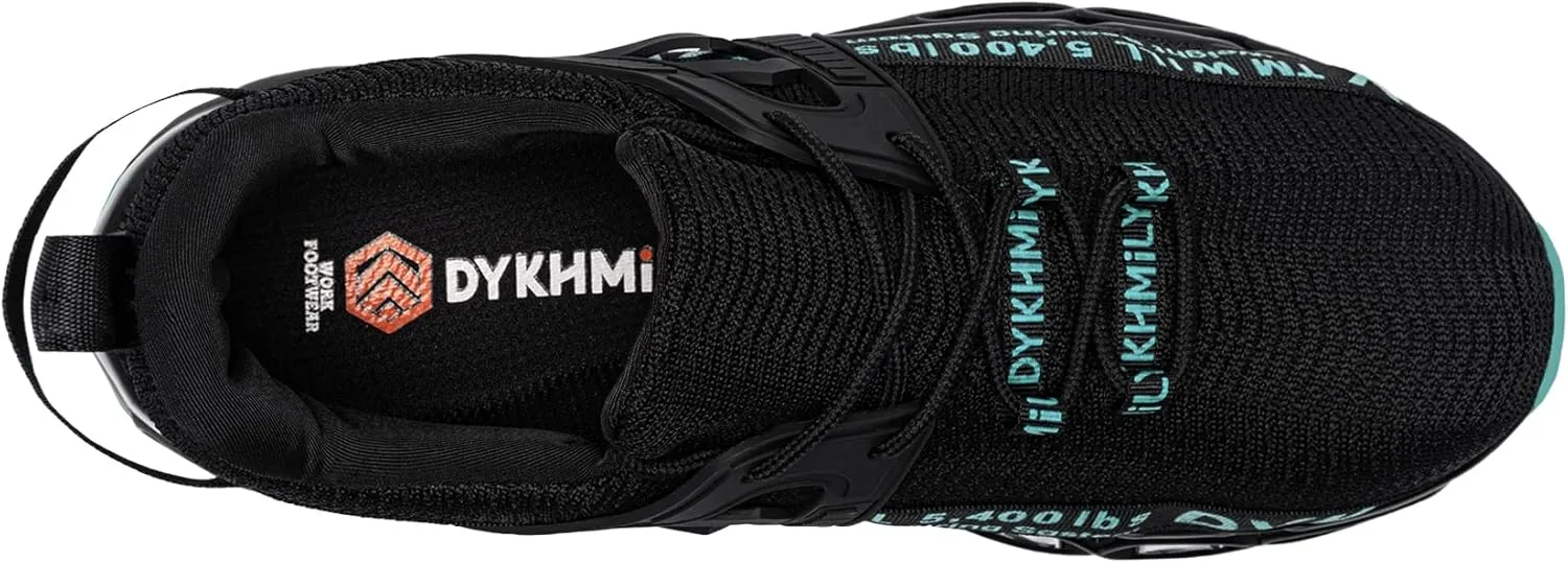 DYKHMATE Steel Toe Wide Shoes for Men Women Lightweight Safety Sneakers Fashion Work Shoes Comfortable Breathable Safety Toe Slip on Tennis Shoes
