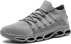 DYKHMILY Steel Toe Shoes for Men Women Lightweight Safety Sneakers Fashion Work Shoes Comfortable Breathable Safety Toe Slip on Tennis Shoes (7.5, Grey)