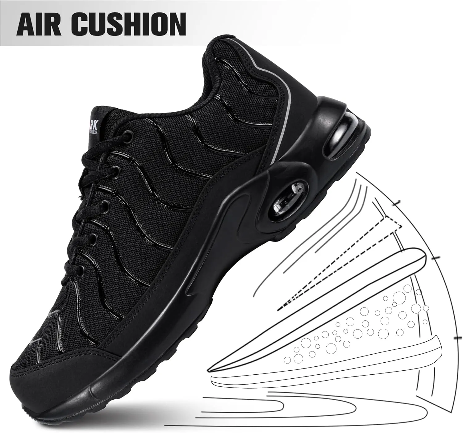 DYKHMILY Steel Toe Sneakers for Men Wide Air Cushion Work Shoes Puncture Proof Lightweight Safety Sneakers Slip Resistant Steel Toe Tennis Shoes