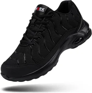 DYKHMILY Steel Toe Sneakers for Men Wide Air Cushion Work Shoes Puncture Proof Lightweight Safety Sneakers Slip Resistant Steel Toe Tennis Shoes