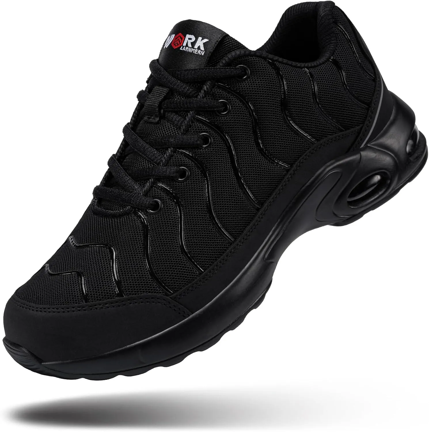 DYKHMILY Steel Toe Sneakers for Men Wide Air Cushion Work Shoes Puncture Proof Lightweight Safety Sneakers Slip Resistant Steel Toe Tennis Shoes