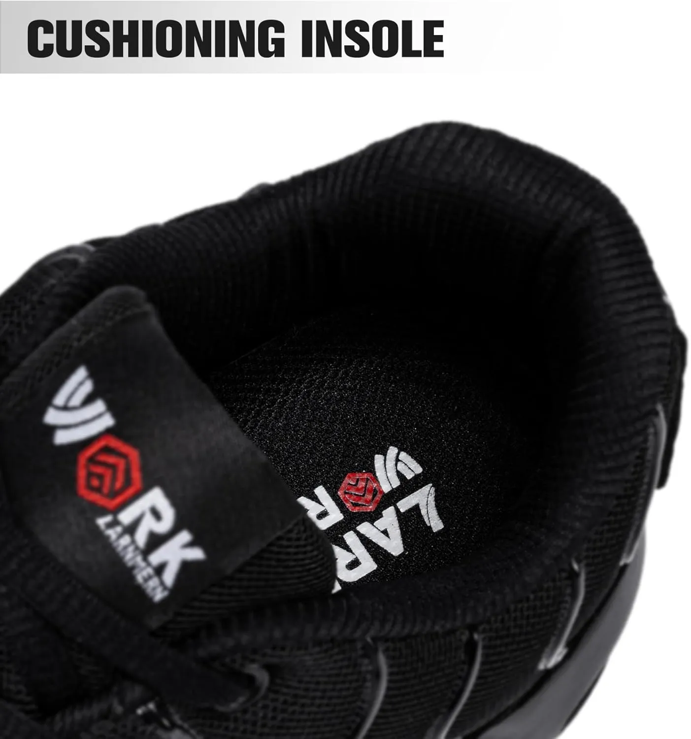DYKHMILY Steel Toe Sneakers for Men Wide Air Cushion Work Shoes Puncture Proof Lightweight Safety Sneakers Slip Resistant Steel Toe Tennis Shoes