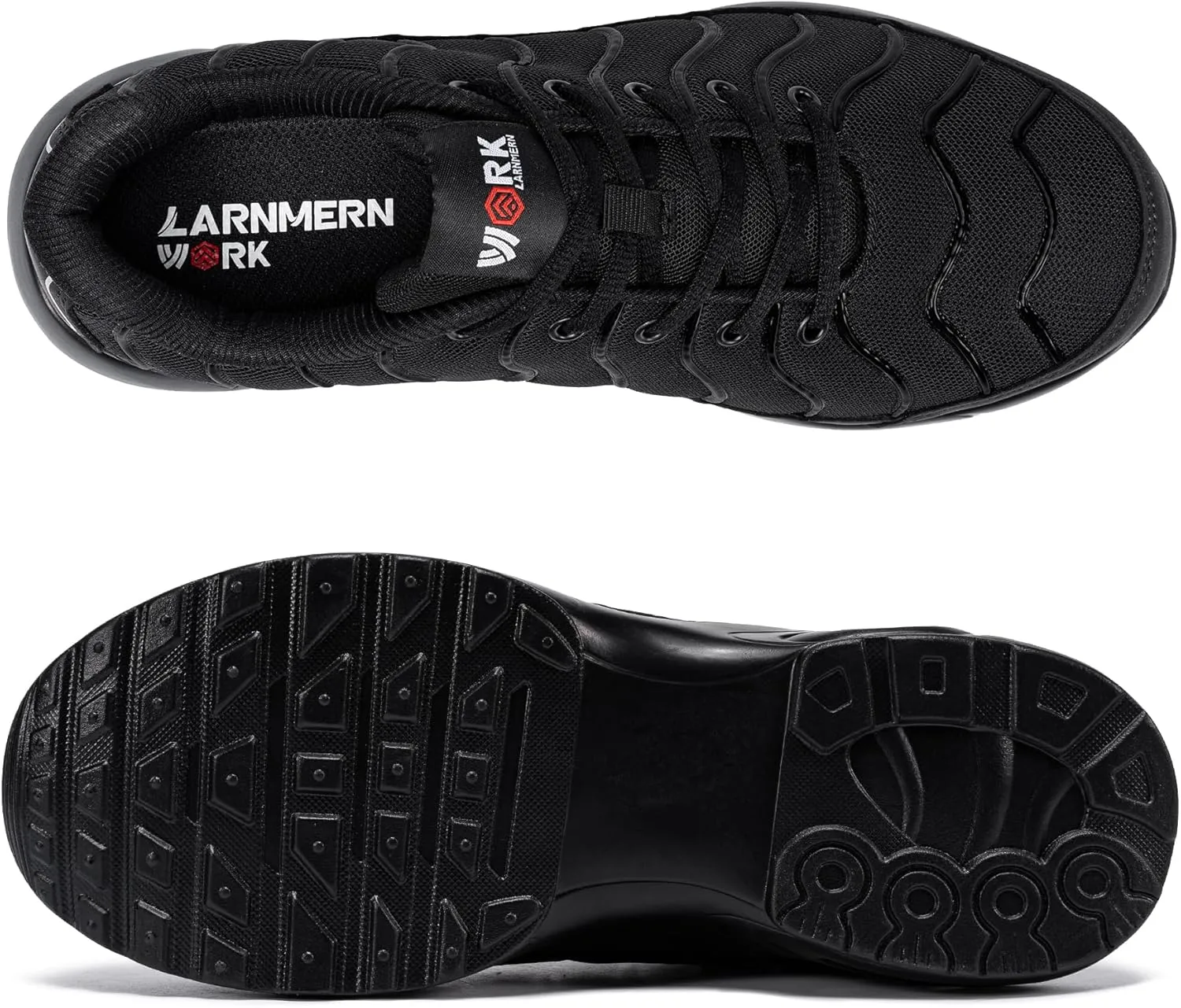 DYKHMILY Steel Toe Sneakers for Men Wide Air Cushion Work Shoes Puncture Proof Lightweight Safety Sneakers Slip Resistant Steel Toe Tennis Shoes