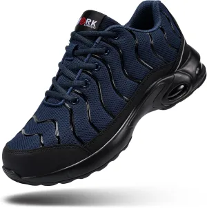 DYKHMILY Steel Toe Sneakers for Men Wide Air Cushion Work Shoes Puncture Proof Lightweight Safety Sneakers Slip Resistant Steel Toe Tennis Shoes