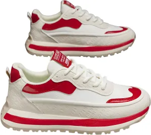Ellniges]Men's Chunky Platform Sneakers -【Thickened Sole】 Breathable Anti-Slip Casual Shoes for Gym, Outdoor & Daily Commute - Trendy Streetwear for Students & Young Men White and Red