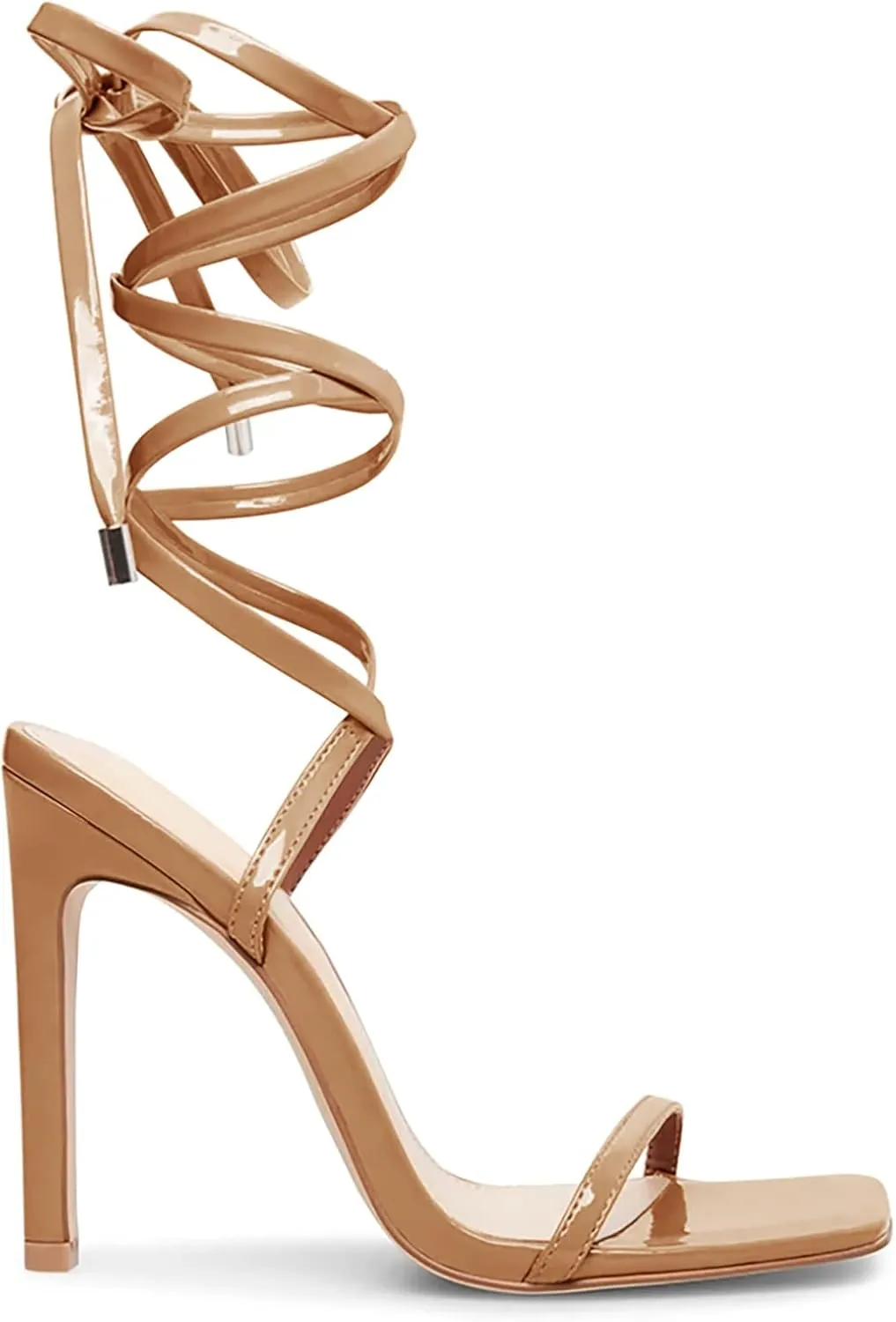 Ermonn Womens Strappy Lace Up Square Open Toe Stiletto Heeled Sandals High HeeIs Criss-Cross Summer Dress Wedding