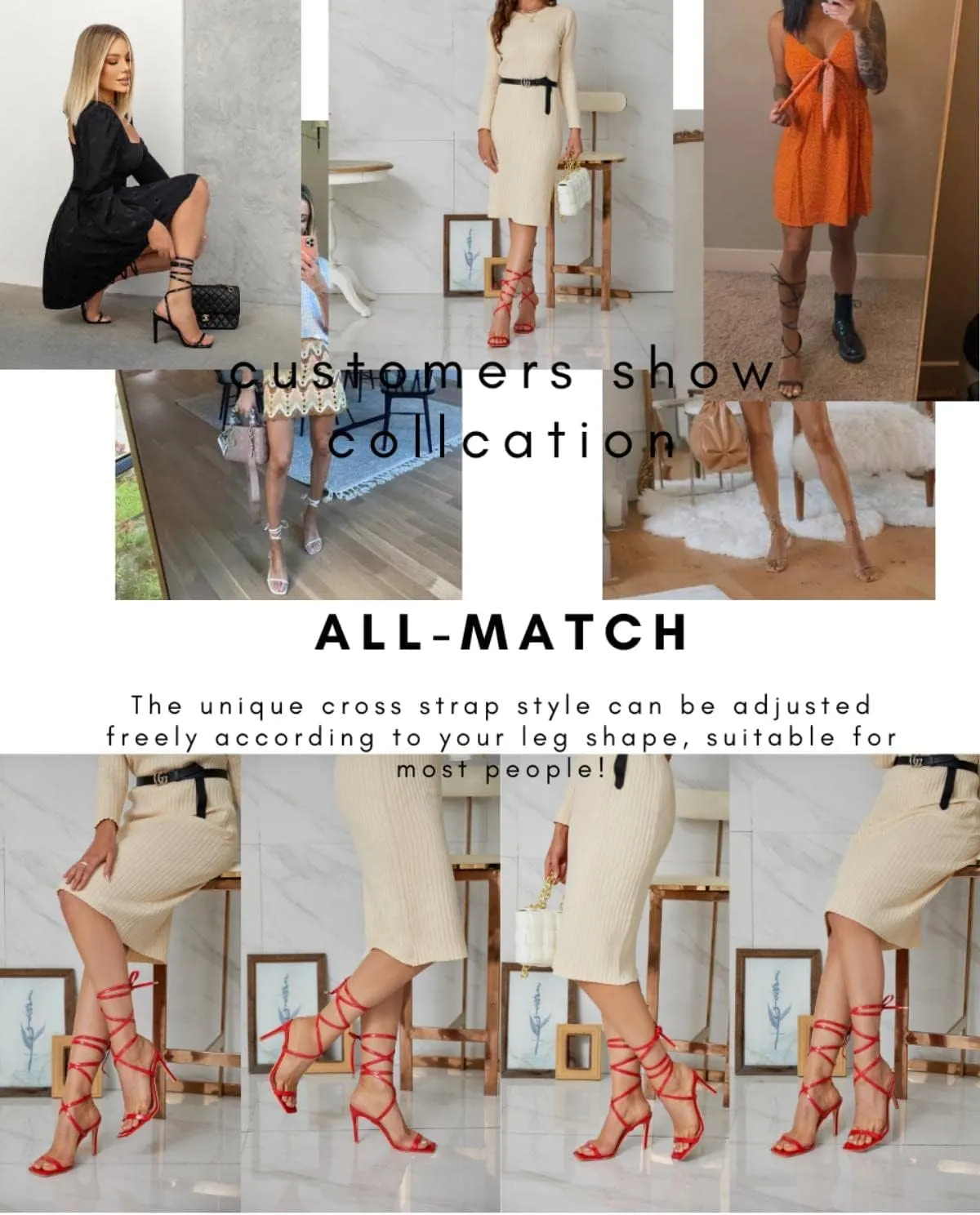 Ermonn Womens Strappy Lace Up Square Open Toe Stiletto Heeled Sandals High HeeIs Criss-Cross Summer Dress Wedding