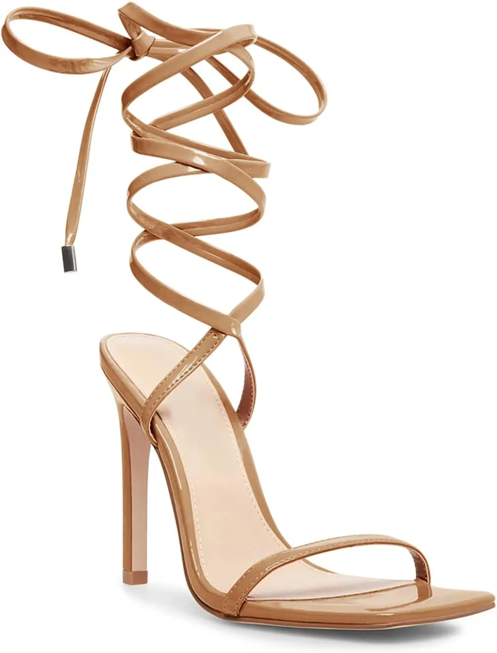 Ermonn Womens Strappy Lace Up Square Open Toe Stiletto Heeled Sandals High HeeIs Criss-Cross Summer Dress Wedding