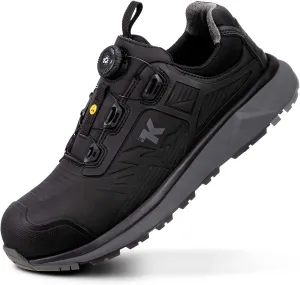 ESD Shoes for Men, Alloy Toe Safety Freelock Fit Quick Lacing System Static Proof, Waterproof, Puncture Proof, Oil and Slip Resistant, Lightweight Industrial Work Shoe Sneakers