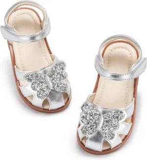 ESTINE Toddler Girls Little Kids Close Toe Sandals - Flower Girl Dress Flats Summer Shoes