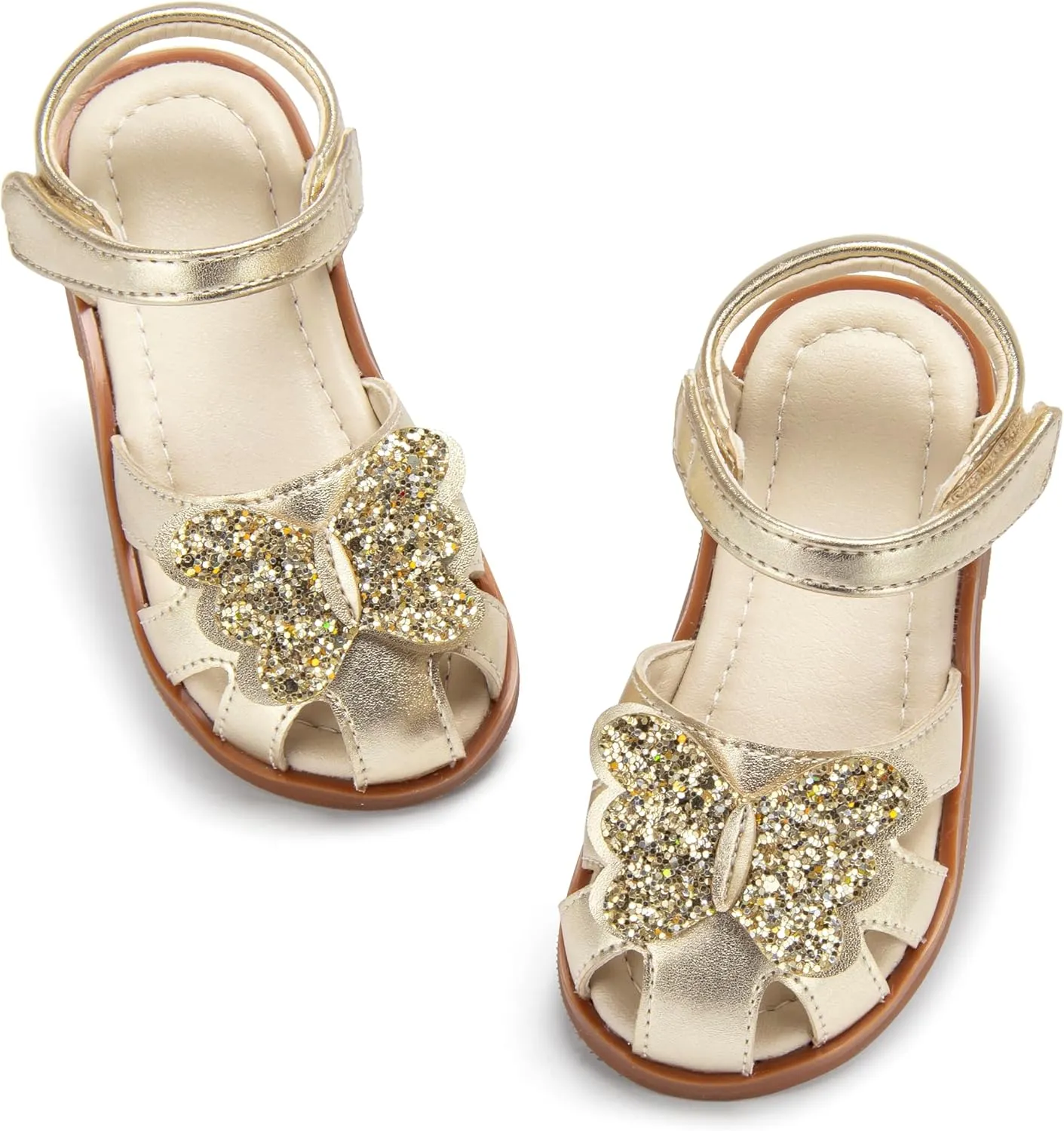 ESTINE Toddler Girls Little Kids Close Toe Sandals - Flower Girl Dress Flats Summer Shoes