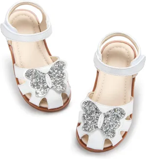 ESTINE Toddler Girls Little Kids Close Toe Sandals - Flower Girl Dress Flats Summer Shoes