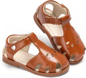 ESTINE Toddler Girls Little Kids Close Toe Sandals - Flower Girl Dress Flats Summer Shoes