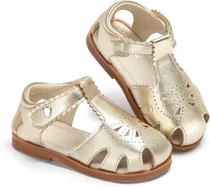 ESTINE Toddler Girls Little Kids Close Toe Sandals - Flower Girl Dress Flats Summer Shoes
