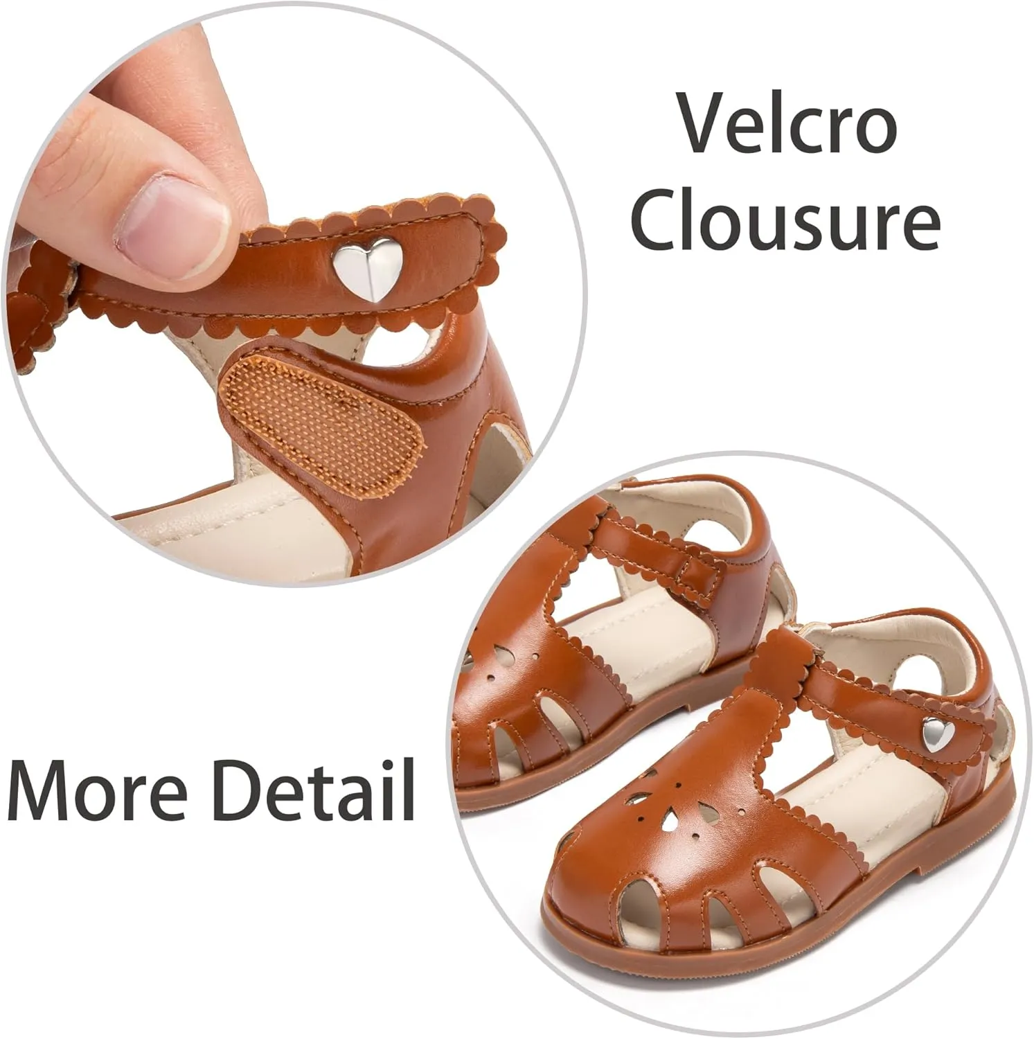 ESTINE Toddler Girls Little Kids Close Toe Sandals - Flower Girl Dress Flats Summer Shoes