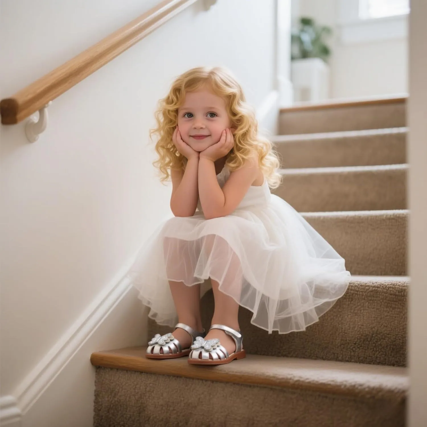 ESTINE Toddler Girls Little Kids Close Toe Sandals - Flower Girl Dress Flats Summer Shoes