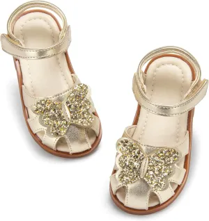 ESTINE Toddler Girls Little Kids Close Toe Sandals - Flower Girl Dress Flats Summer Shoes