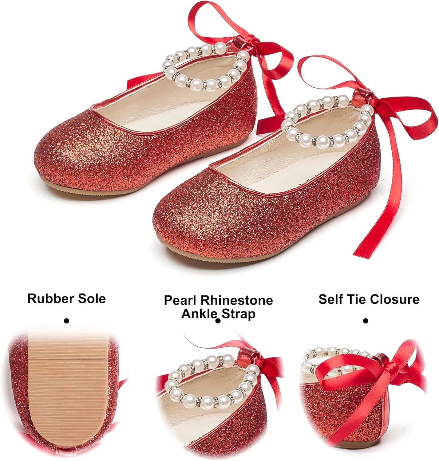 Felix & Flora Girls Toddler Little Ballet Shoes - Flower Girls Mary Jane Flats Dress Shoes Party Wedding