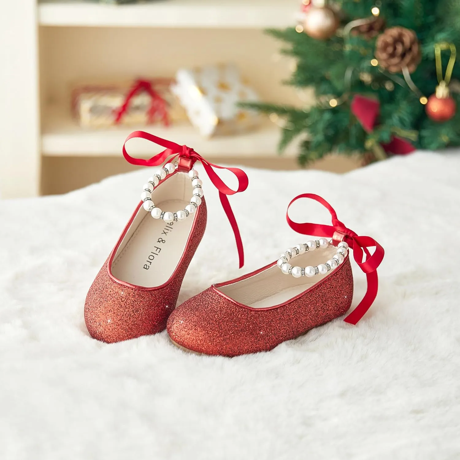 Felix & Flora Girls Toddler Little Ballet Shoes - Flower Girls Mary Jane Flats Dress Shoes Party Wedding