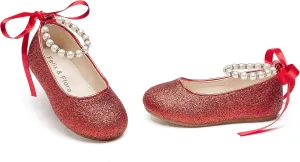Felix & Flora Girls Toddler Little Ballet Shoes - Flower Girls Mary Jane Flats Dress Shoes Party Wedding