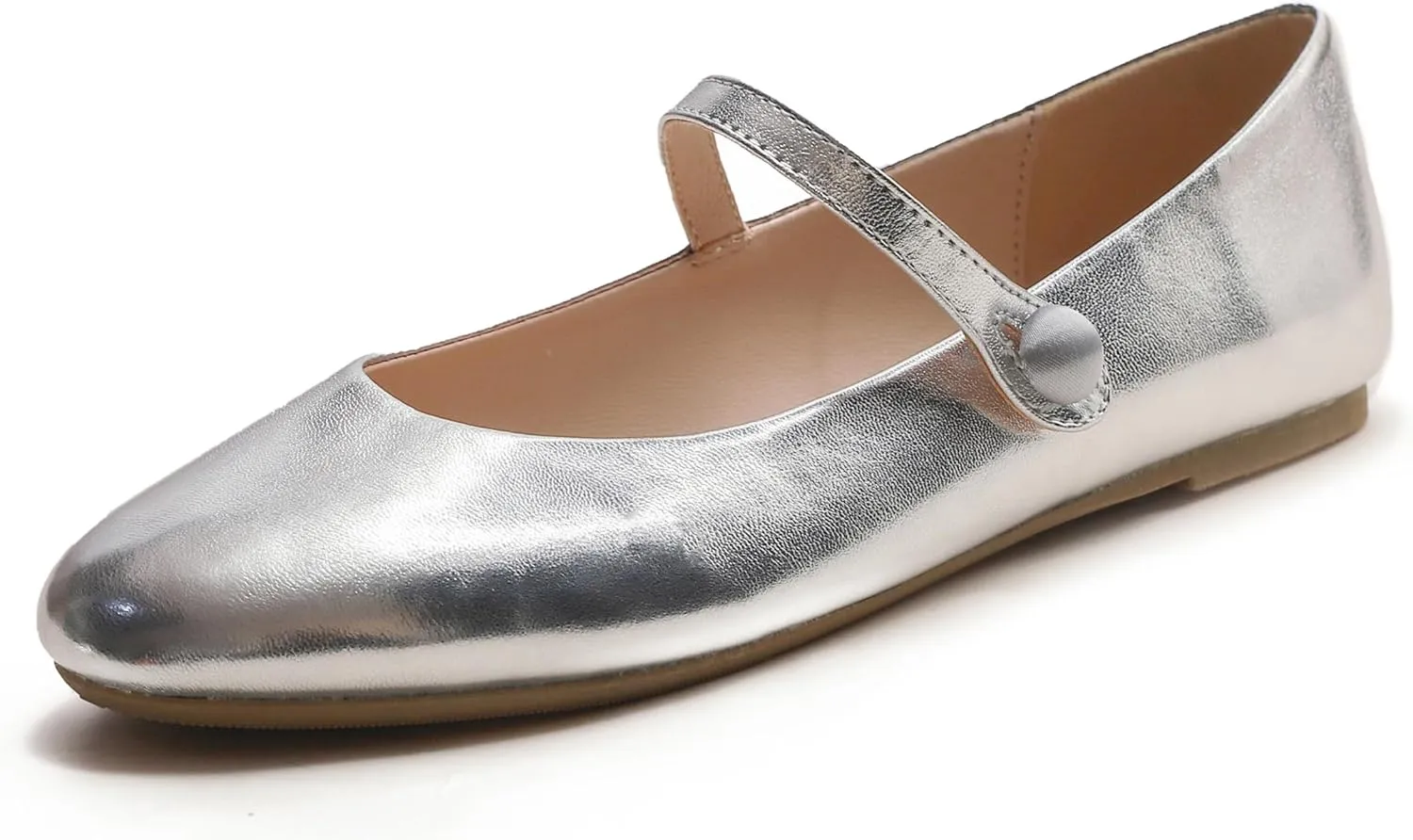 FEVERSOLE Women's Mary Jane Fashion Round Toe Easy Buckle Slip On Flats