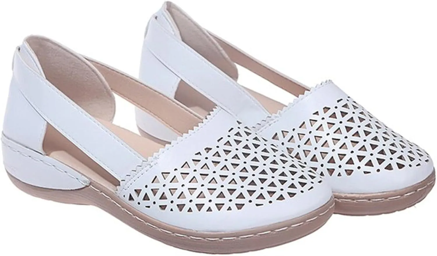 FFMA Women's Wedges Orthopedic Hollow Out Summer Sandals Hollow Carved Sandals Vintage Slip on Sandals Closed Toe Round Toe Hollowed Out Breathable Beach Sandals