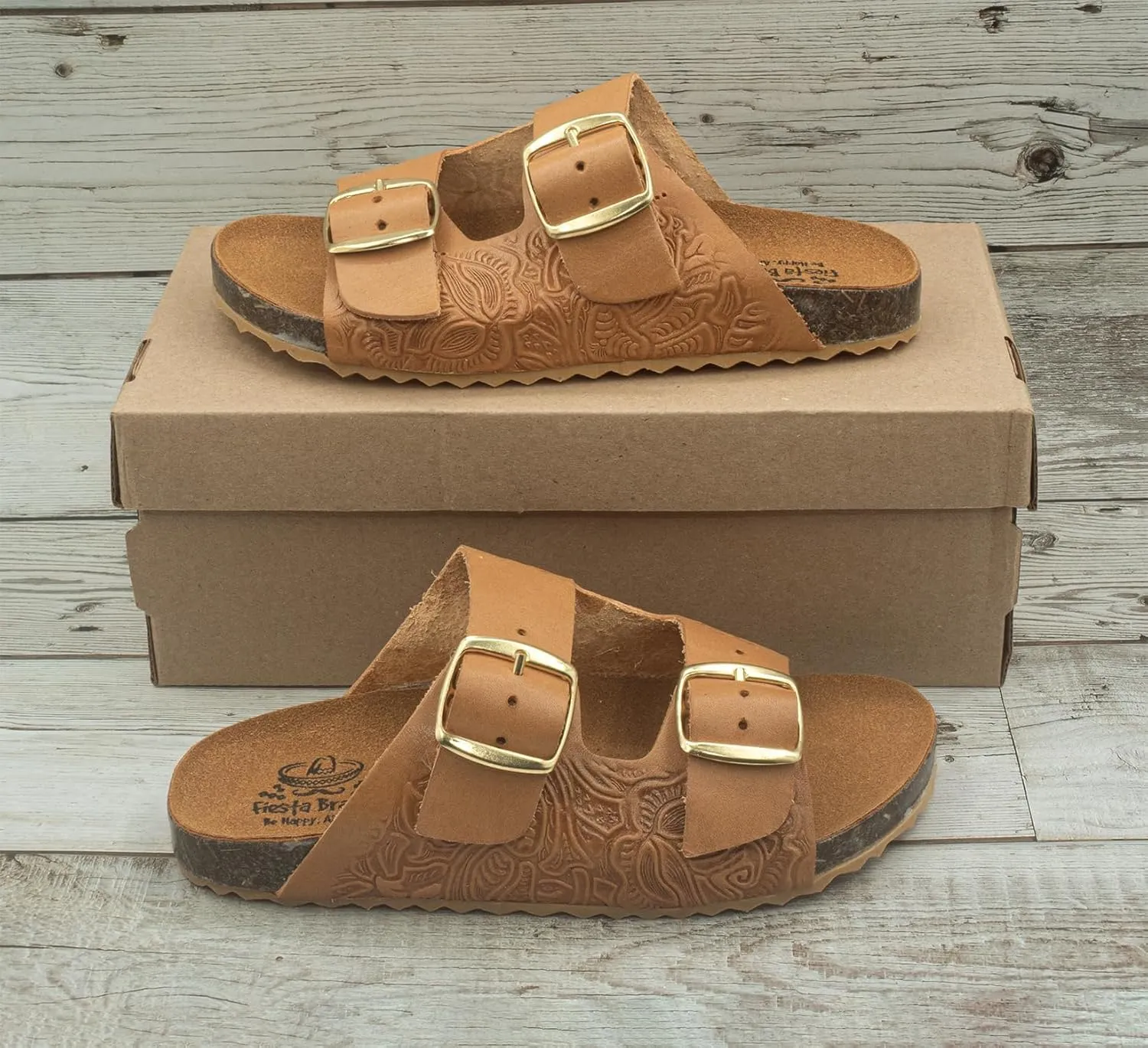 Fiesta Brands Mexican Huaraches Sandals for Women, 2 Strap Buckle, Adjustable, Arch Support, Non-Slip Rubber Sole