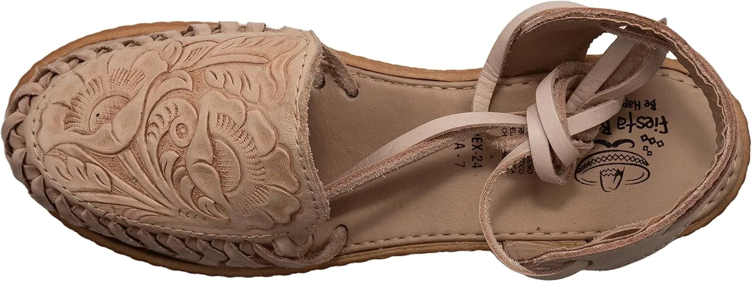 Fiesta Brands Mexican Sandals Huaraches Mexicanos for Woman Lace Up Shoes Alpargatas