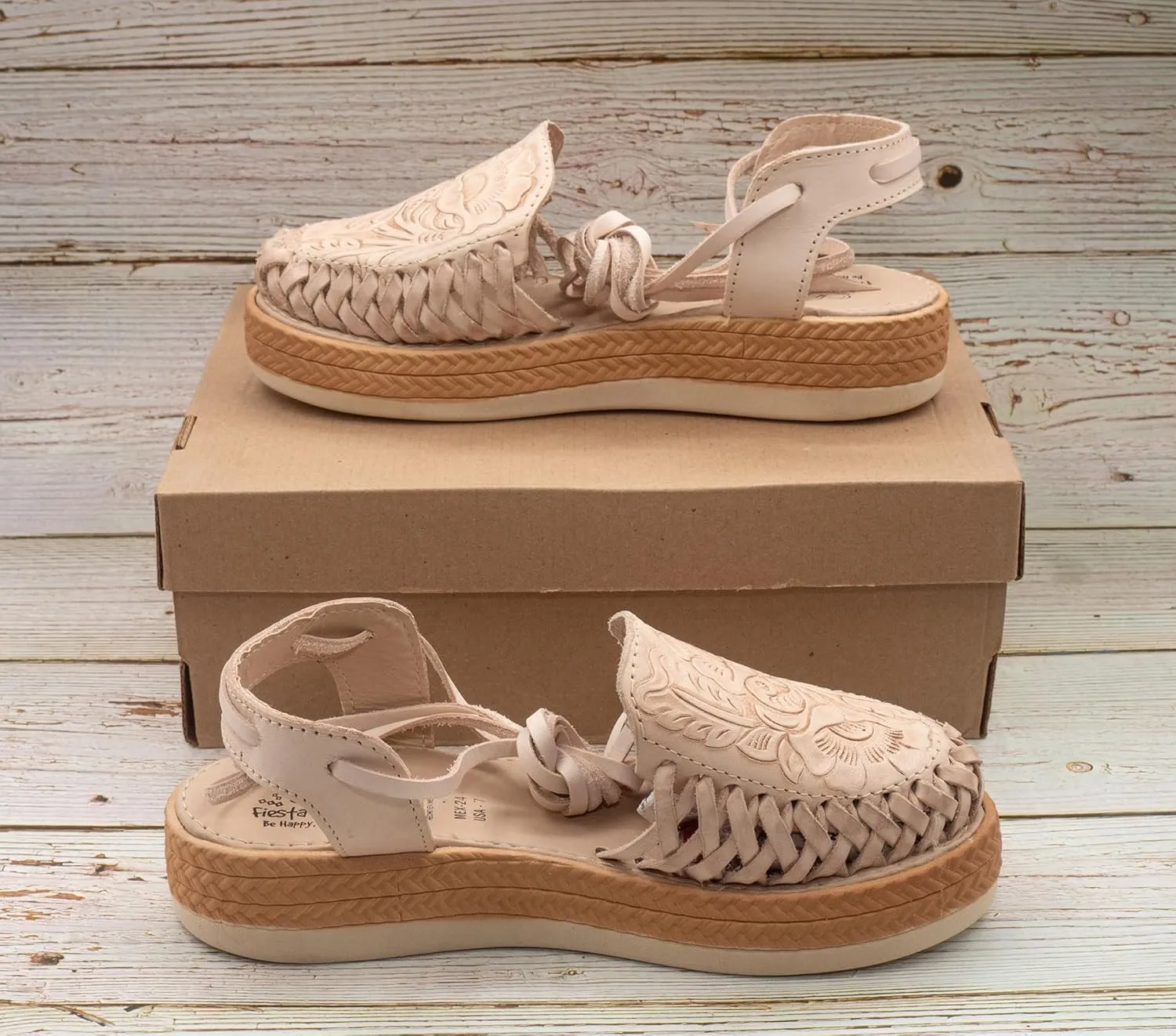Fiesta Brands Mexican Sandals Huaraches Mexicanos for Woman Lace Up Shoes Alpargatas