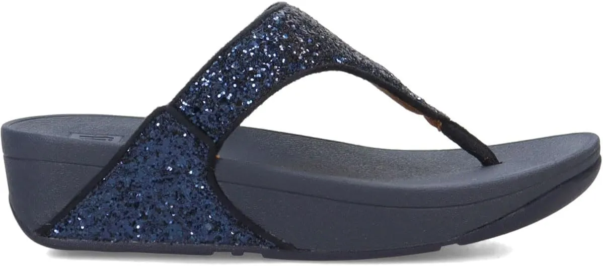 FitFlop Lulu Metallic Deep Teal Glitterball Toe-Post Sandals