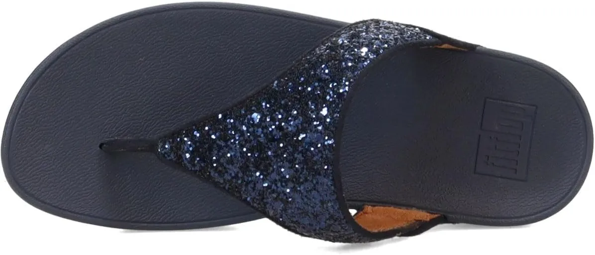 FitFlop Lulu Metallic Deep Teal Glitterball Toe-Post Sandals