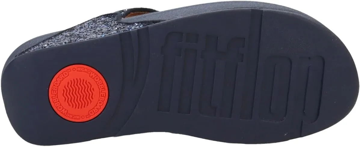 FitFlop Lulu Metallic Deep Teal Glitterball Toe-Post Sandals