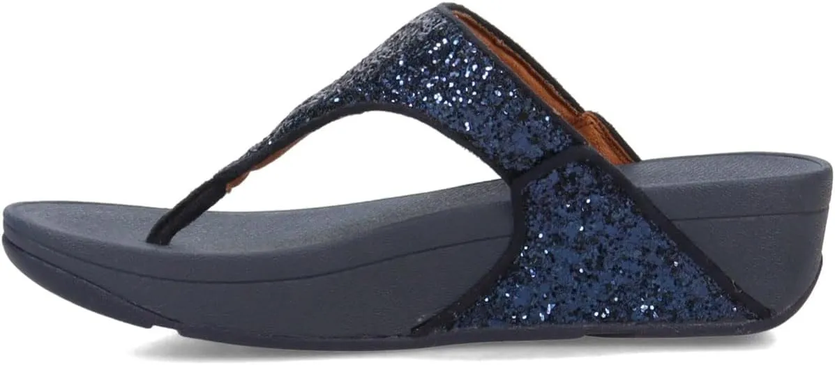 FitFlop Lulu Metallic Deep Teal Glitterball Toe-Post Sandals