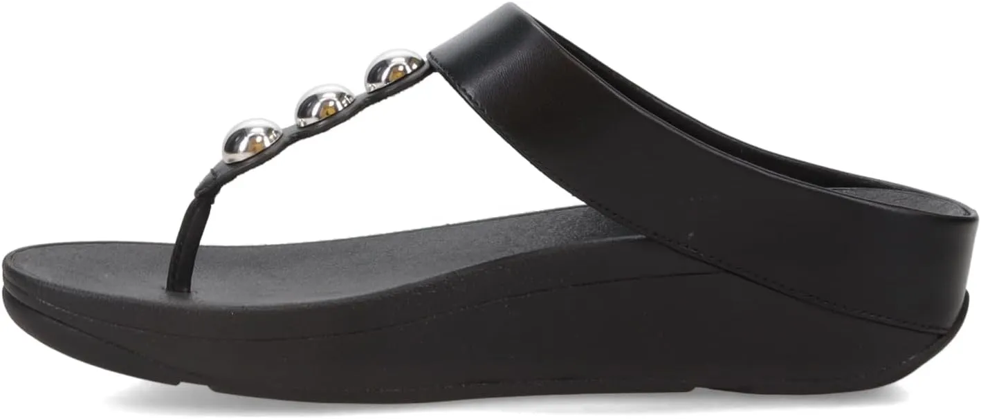 FitFlop Women's Fino Mirror-Dome Leather Toe-Post Sandals Wedge