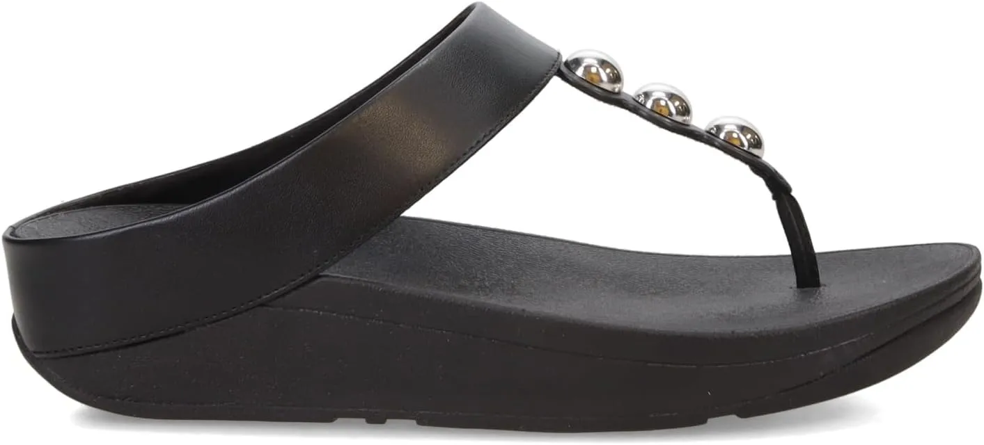 FitFlop Women's Fino Mirror-Dome Leather Toe-Post Sandals Wedge