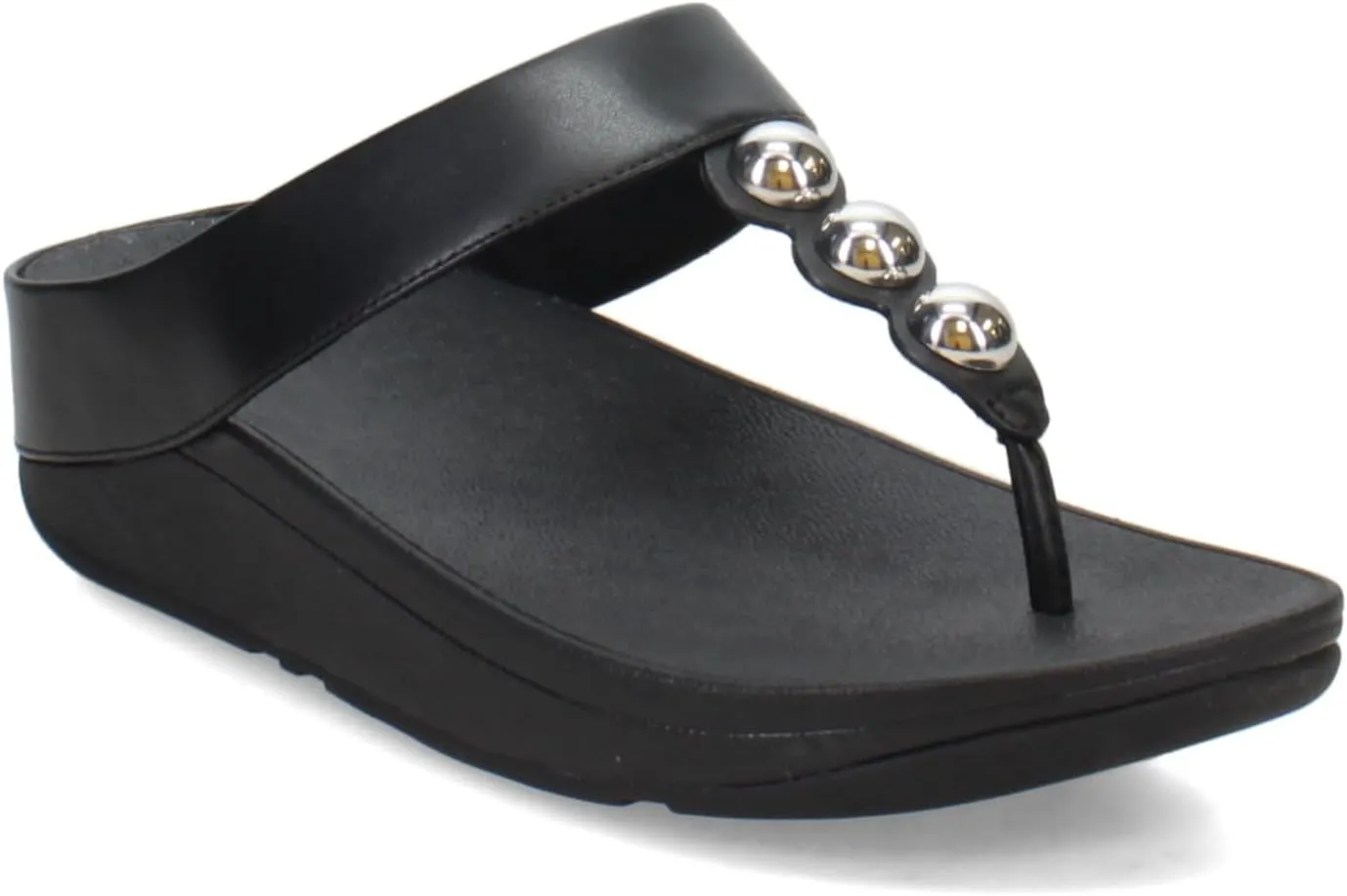 FitFlop Women's Fino Mirror-Dome Leather Toe-Post Sandals Wedge