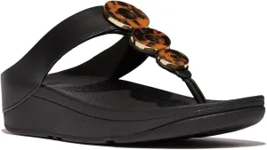 FitFlop Women's Fino Resin-Hoop Leather Toe-Post Sandals Wedge