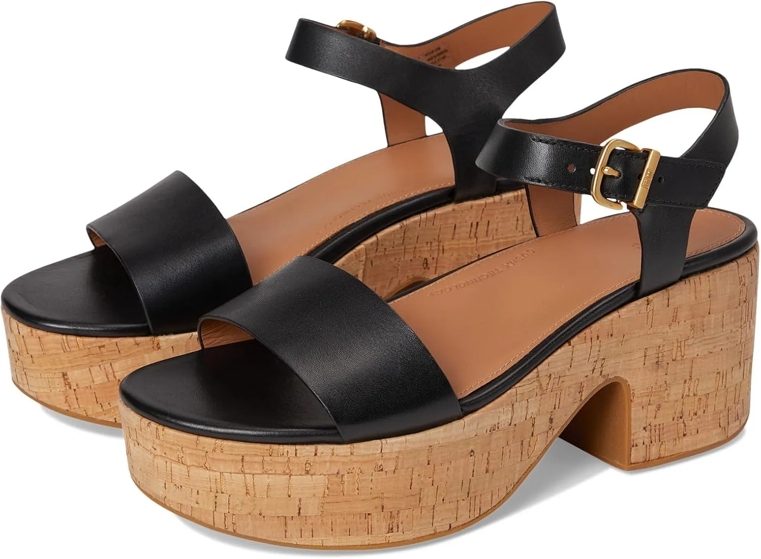 FitFlop Women's Platfforms Leather/Cork Heeled Ankle-Strap Sandals Wedge