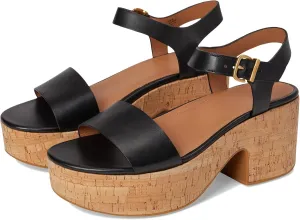 FitFlop Women's Platfforms Leather/Cork Heeled Ankle-Strap Sandals Wedge