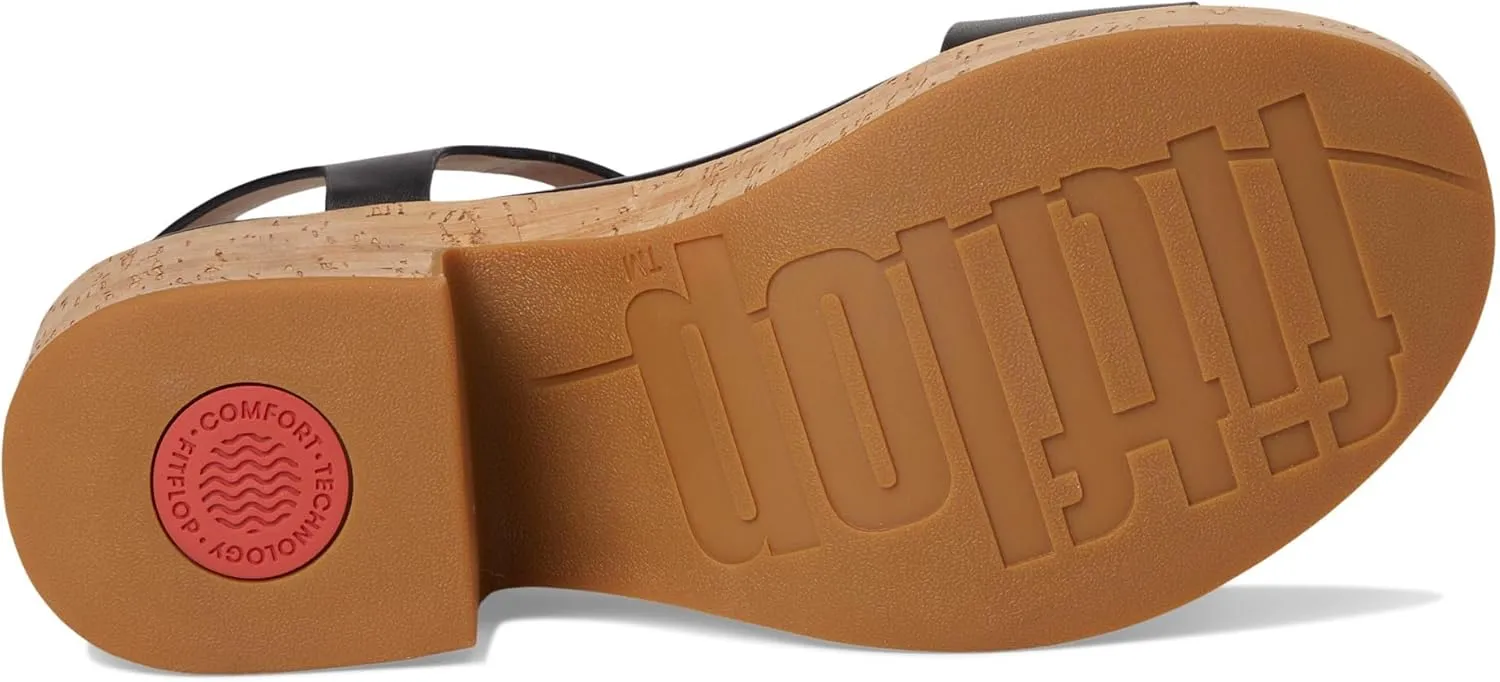 FitFlop Women's Platfforms Leather/Cork Heeled Ankle-Strap Sandals Wedge