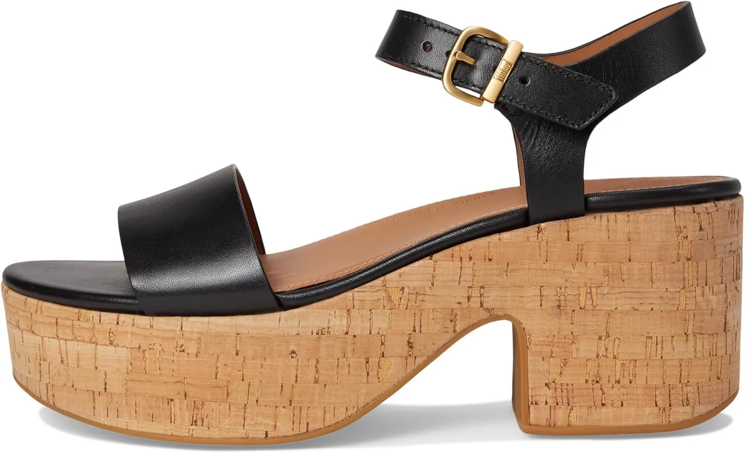FitFlop Women's Platfforms Leather/Cork Heeled Ankle-Strap Sandals Wedge