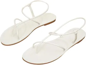 Flat Sandals for Women, Women's Thin Crossed Straps Open-Toe Summer Sandals with Light Brown Sole, Lightweight Casual Shoes for Beach, Shopping & Outings (US 6-10.5)