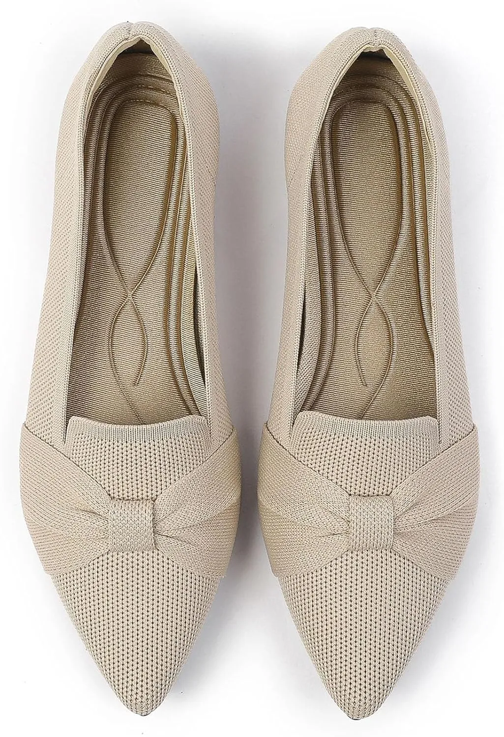 Flats for Womens Classic Pointed Toe Ballet Flats Comfortable Knit Dressy Bow Flats Shoes