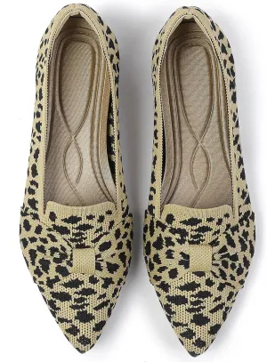 Flats for Womens Classic Pointed Toe Ballet Flats Comfortable Knit Dressy Bow Flats Shoes